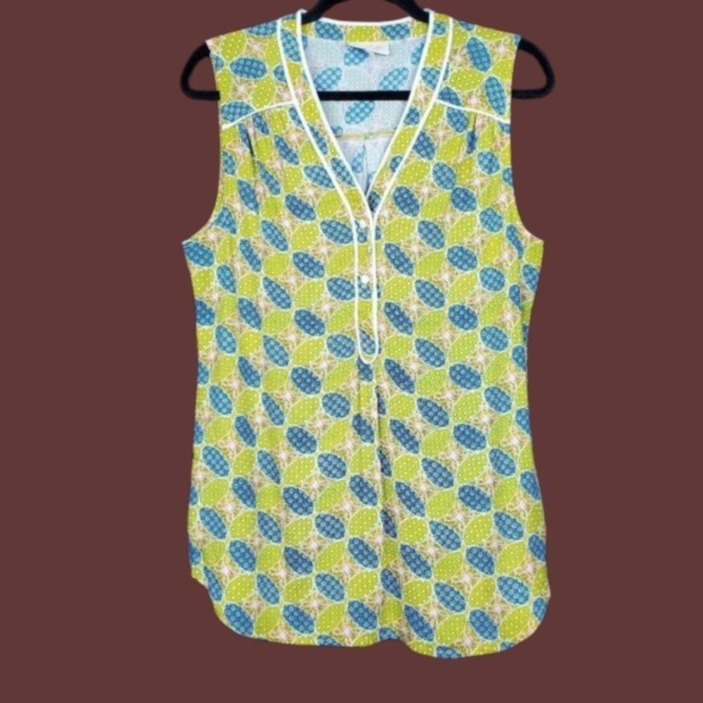 ModCloth Womens Cafe Au Soleil Sleeveless Multicolor Floral Print Top Size M